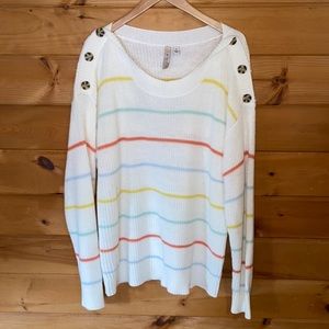 NWOT Misia rainbow stripes chunky knit sweater